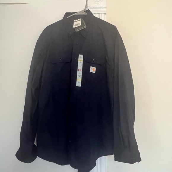 NWT Men’s XL Carhartt Long Sleeve Button Down Twill Workshirt in Navy - Picture 6 of 6